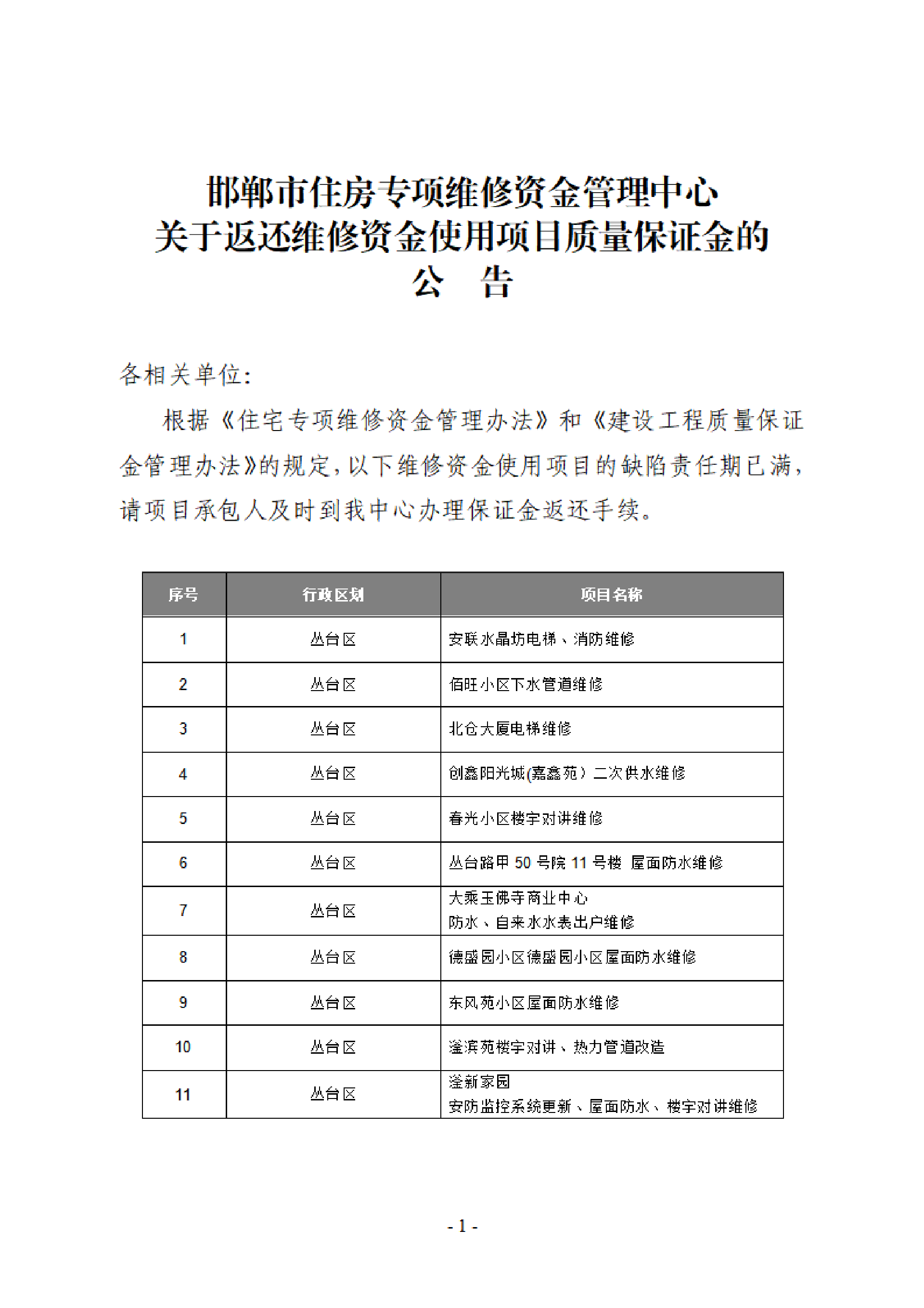 关于返还维修资金使用项目质量保证金的公告_01.png